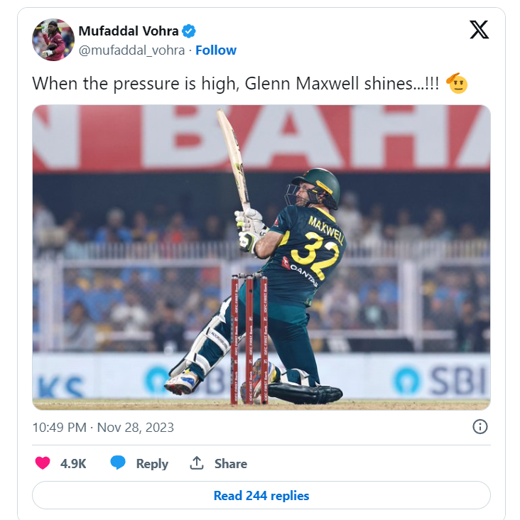 “The Glenn Maxwell Phenomenon has stuck again”- Fans react after Glenn Maxwell’s 104* (48) helps Australia beat India in 3rd T20I