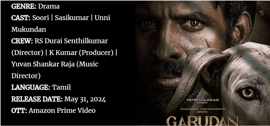 Garudan Movie (2024) film Cast, OTT, Budget, Box Office, Story, Real Name, Wiki, Release Date